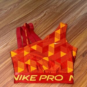 Nike Pro Red and Orange Geometric Sports Bra
